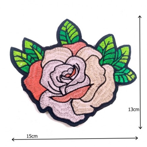 Ruža nášivka veľká / šírka 15 cm x 13 cm výška /
